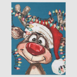 Papel De Seda Festive Reindeer Christmas Shower Curtain