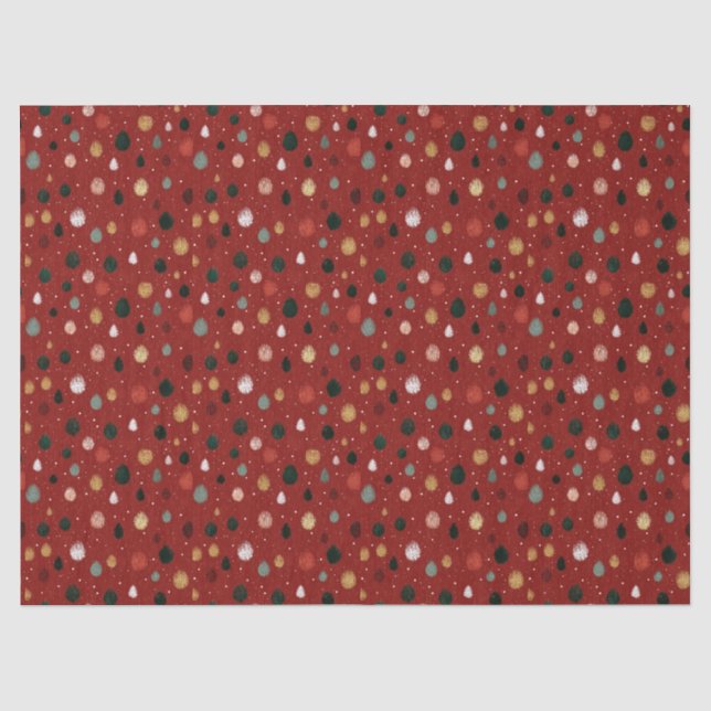 Papel De Seda Festive Winter Snowflake Pattern in Red & Gold (Anverso)