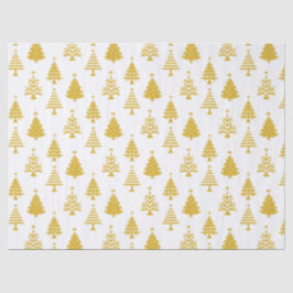 Papel De Seda Festive Yellow and White Christmas Tree Pattern