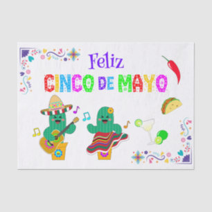 Papel De Seda Festividad colorida Cinco de Mayo 2025 Cactus de b