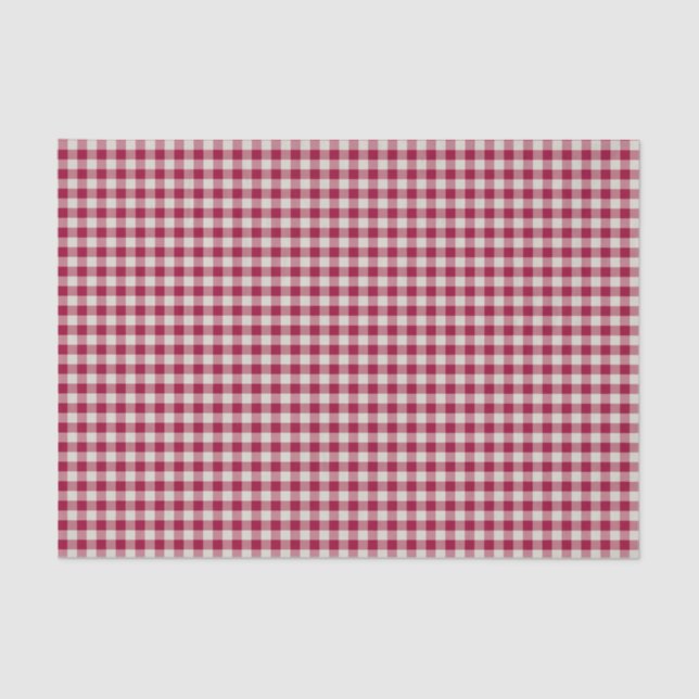 Papel De Seda Festividad Cranberry Red Gingham Plaid Rustic Holi (Anverso)
