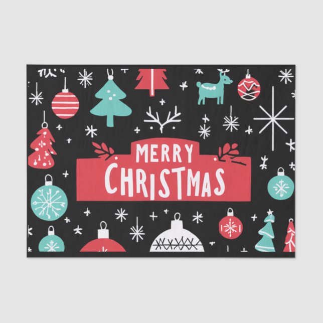 Papel De Seda Festividad de la Navidad de los Cerezos Rojos y Ne (Anverso)