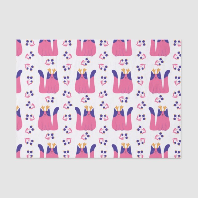 Papel De Seda Festividad de los Navidades de renos gatos (Anverso)