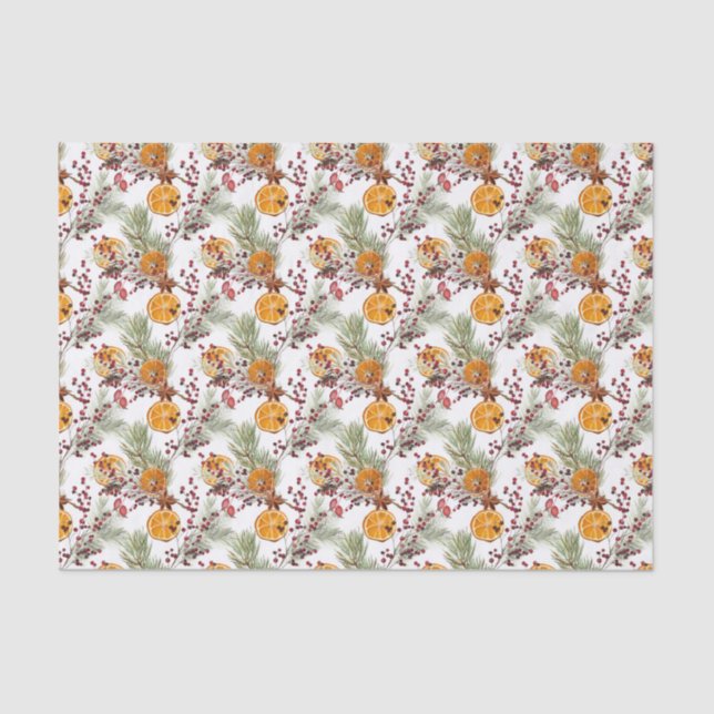 Papel De Seda Festividad de los Navidades Pine Berry, Naranja de (Anverso)