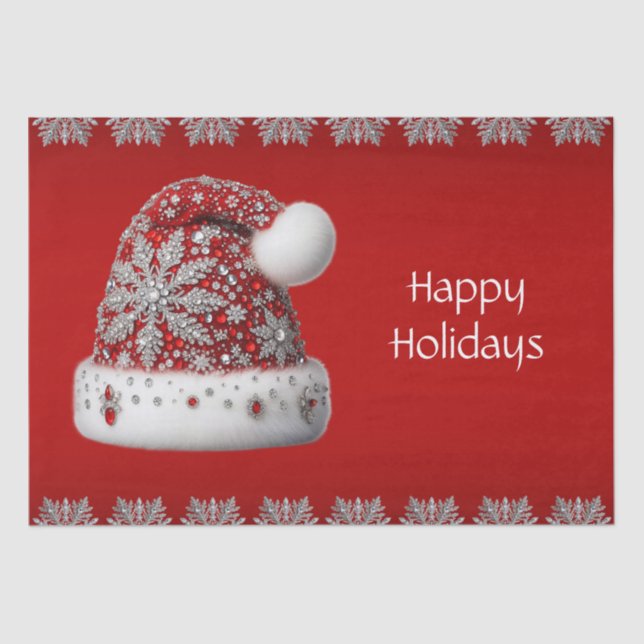 Papel De Seda Festividad de los Navidades Red Santa Hat (Anverso)