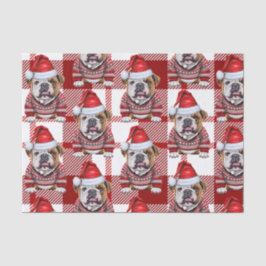 Papel De Seda Festividad de Navidades de Bulldog rojo blanco