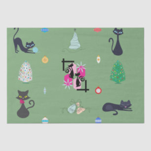 Papel De Seda Festividad de Navidades de gatos atómicos modernos
