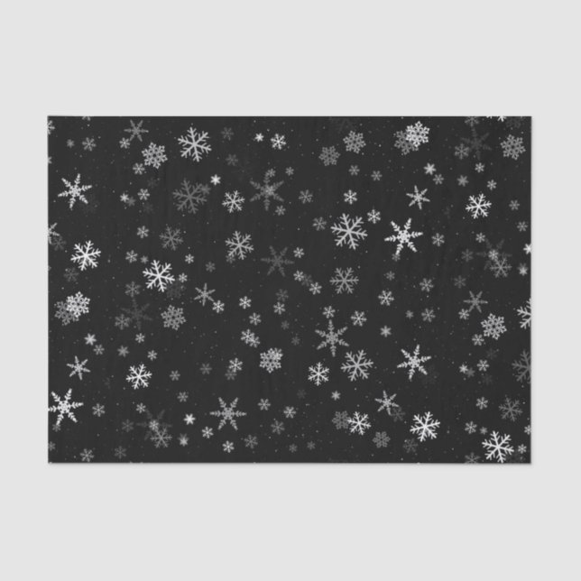 Papel De Seda Festividad del patrón de copos de nieve en blanco  (Anverso)