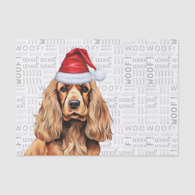 Papel De Seda Festividad en Santa Cocker Spaniel Dog Navidades (Anverso)