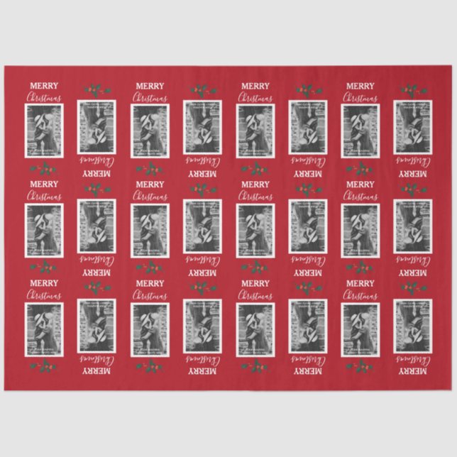 Papel De Seda Festividad navideña Feliz foto personalizada - Roj (Anverso)