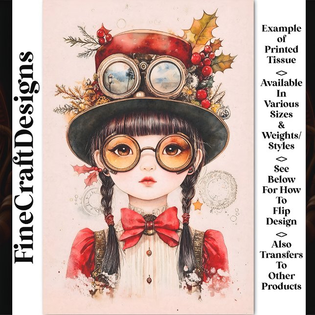 Papel De Seda Festividad Steampunk Asia Woman BJ2 Decoupage (Subido por el creador)