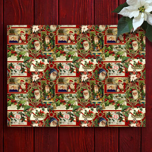 Papel De Seda Festividad Vintage Navidad Ephemera Collage-Rojo