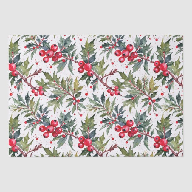 Papel De Seda Festividades de Holly Botanical (Anverso)