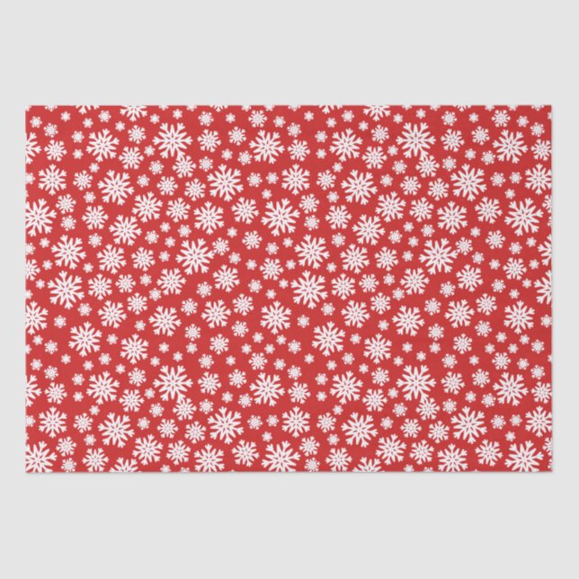 Papel De Seda Festividades de Navidades de copos de nieve rojos (Anverso)