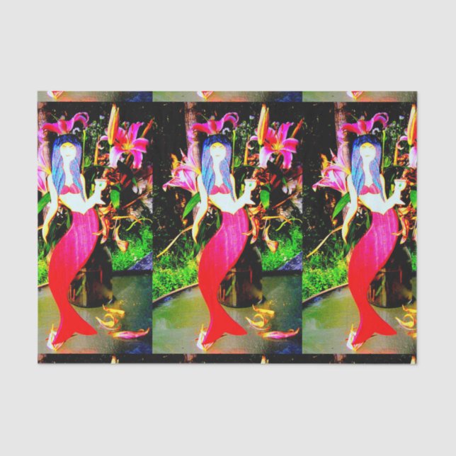 Papel De Seda Festividades de sirenas rojas (Anverso)