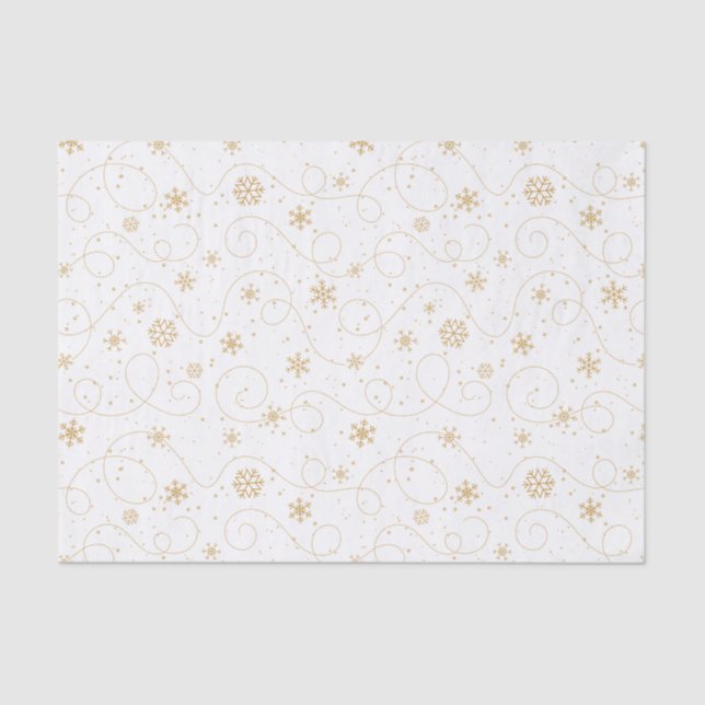 Papel De Seda Festividades de Swirls y Snowflakes (Anverso)