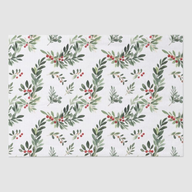 Papel De Seda Festividades Navidades Foliage Watercolor Style Ho (Anverso)