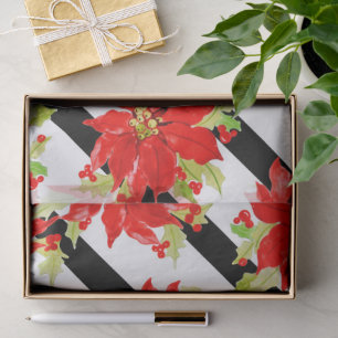 Papel De Seda Festividades Navidades Red Poinsettia Watercolor F