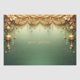 Papel de seda festivo con adornos dorados
