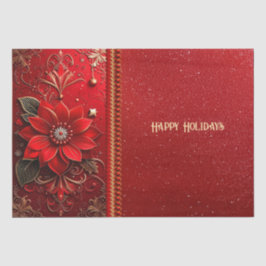 Papel de seda festivo con flores rojas