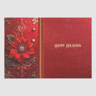 Papel de seda festivo con flores rojas