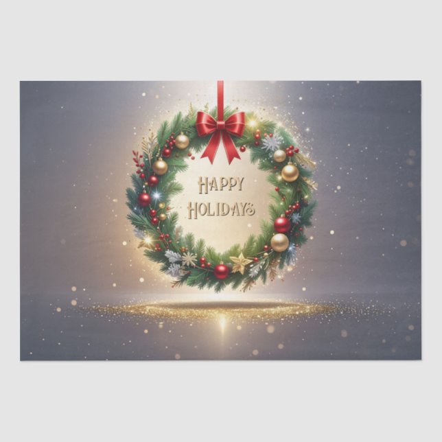 Papel de seda festivo de corona de Navidad (Anverso)