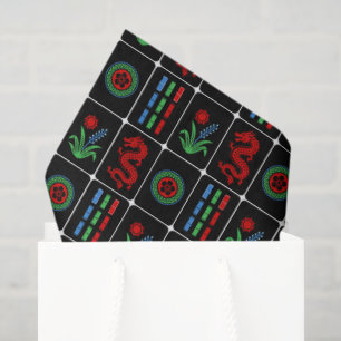 Papel De Seda Fichas de Mahjong LG #4 Rojo Verde Azul Negro