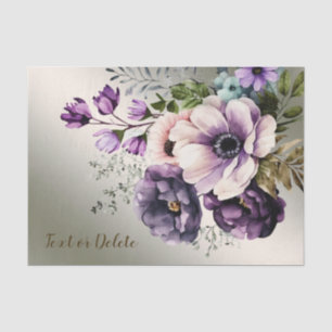 Papel De Seda Fiesta Acuarela Flores Rosadas Purpura Doradas Ele