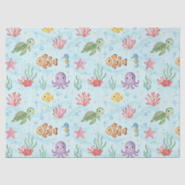 Papel De Seda Fiesta Bajo el Mar Criaturas Coloridas del Océano