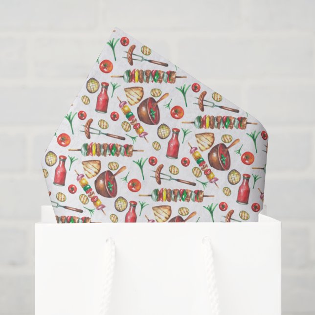 Papel De Seda fiesta de barbacoa adorable con baldosas  (Bolsa de regalo)