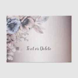 Papel De Seda Fiesta de Boda Flores Aquarela Pastel Azul Beige