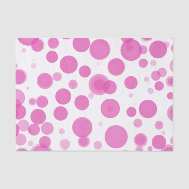 Papel De Seda Fiesta de burbujas de puntos de polka rosa y blanc (Anverso)