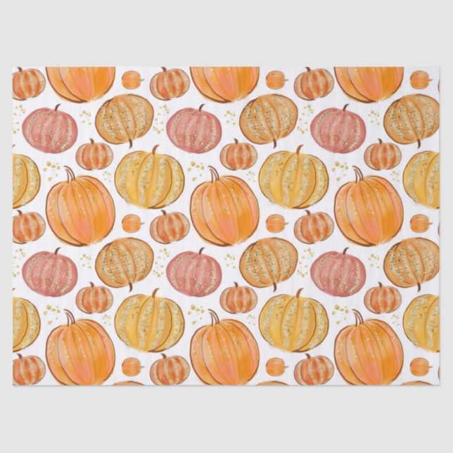 Papel De Seda Fiesta de calabaza estacional con baldosas (Anverso)