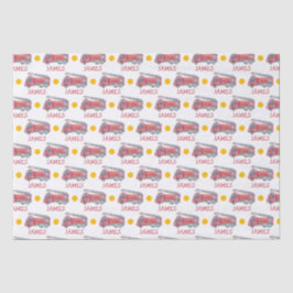 Papel De Seda Fiesta de camionetas con nombre personal rojo