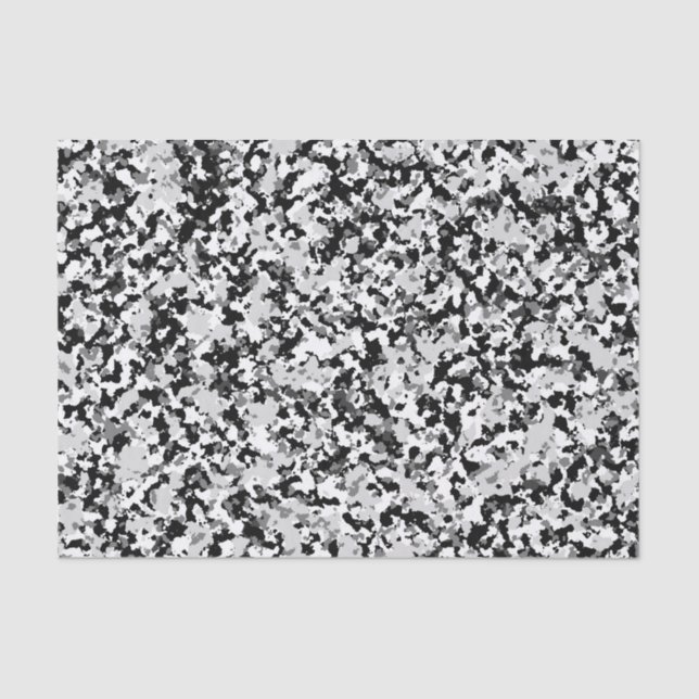 Papel De Seda Fiesta de camuflaje negro gris blanco ártico (Anverso)