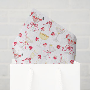Papel De Seda Fiesta de cócteles de Navidad con Santa acuarela