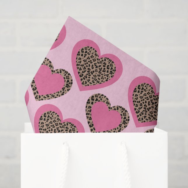 Papel De Seda Fiesta de Corazones de Leopardo Rosa Bebé (Bolsa de regalo)