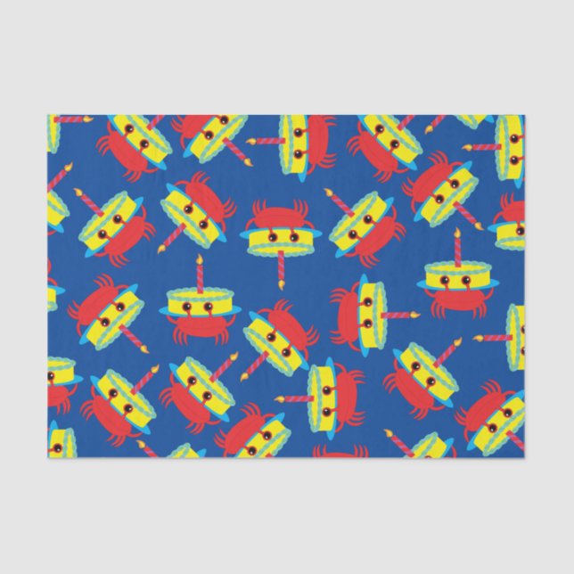 Papel De Seda Fiesta de cumpleaños de Cute Crab Beach (Anverso)