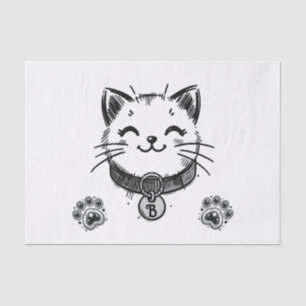 Papel De Seda Fiesta de Cumpleaños de Gatito Negro Minino 