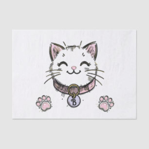 Papel De Seda Fiesta de Cumpleaños de Gatito Rosa Purpura Dorado