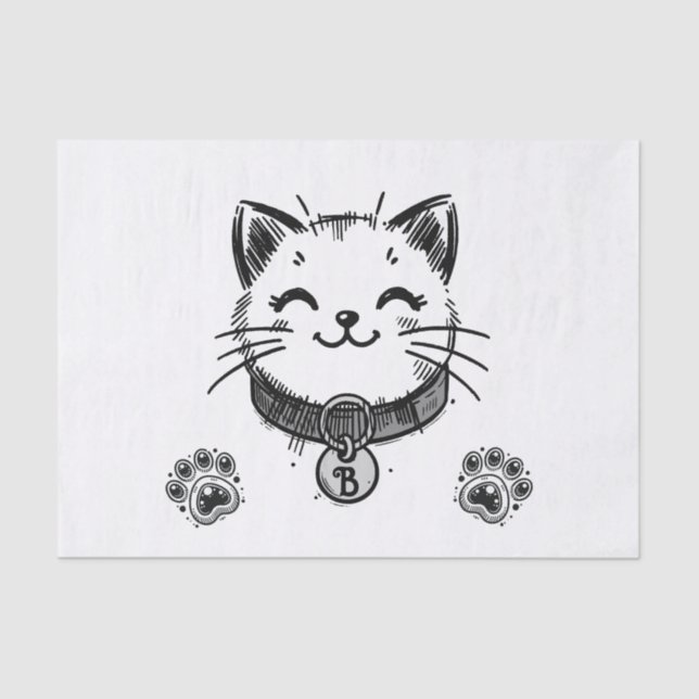 Papel De Seda Fiesta de cumpleaños de Kitty Cat Kitten Black (Anverso)