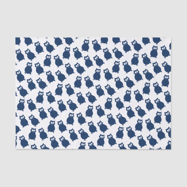 Papel De Seda Fiesta de cumpleaños de las Lechuzas Azules (Anverso)