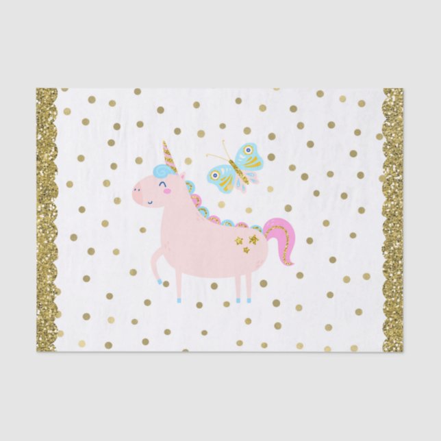 Papel De Seda Fiesta de cumpleaños de niñas Unicornio de purpuri (Anverso)