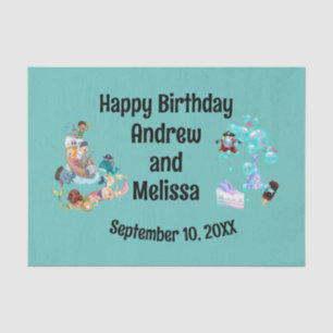 Papel De Seda Fiesta de cumpleaños de piratas y sirenas