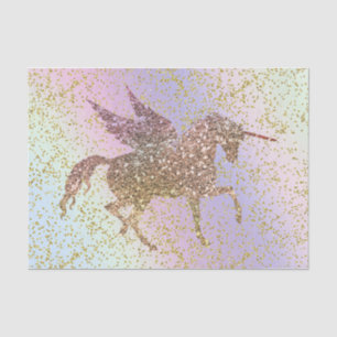Papel De Seda Fiesta de Cumpleaños de Unicornio con Brillo Dorad
