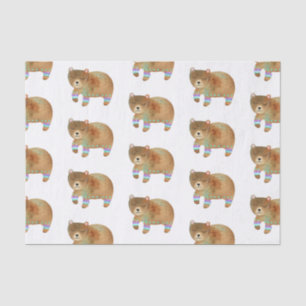 Papel De Seda Fiesta de cumpleaños de Watercolor Camping Bear