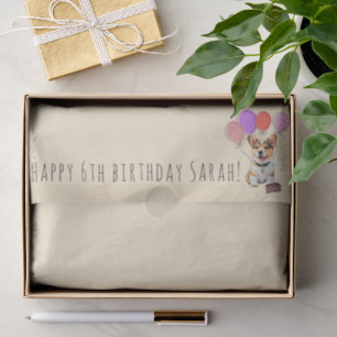 Papel De Seda Fiesta de Cumpleaños del Corgi Cálido Crema Beige 