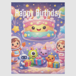 Papel De Seda Fiesta de cumpleaños del espacio exterior con astr