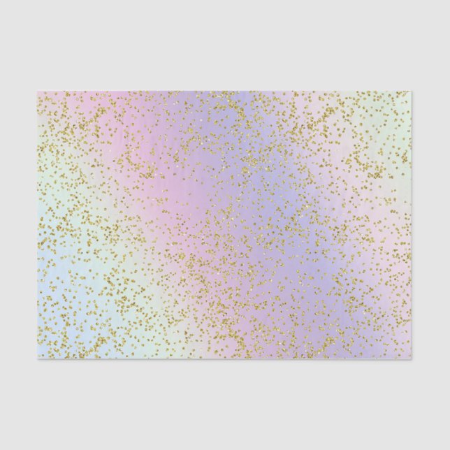 Papel De Seda Fiesta de cumpleaños del Purpurina Rainbow Pastel  (Anverso)