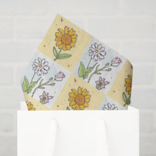 Papel De Seda Fiesta de cumpleaños floral girasol amarillo retro